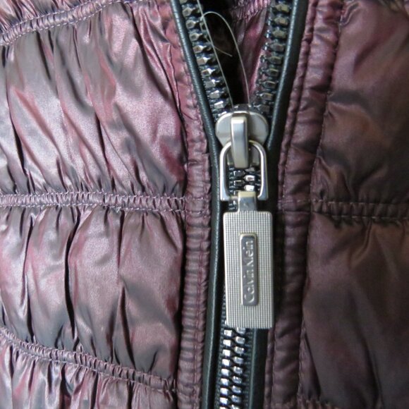 Calvin Klein Performance Premium Down Zipper Puffer Burgundy Women’s Vest XL - Picture 5 of 16